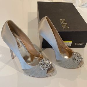 Badgley Mischka rhinestone embellished peep toe heels